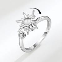 Rotating Sunflower Moonstone Ring Women Simple Versatile Creative Adjustable Ring Spinner Anxiety Relief Ring for Women