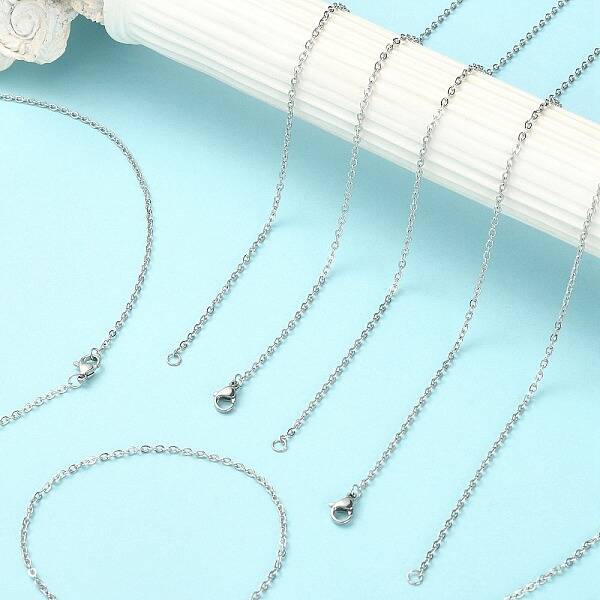 10Pcs 304 Stainless Steel Cable Chain Necklaces Set for Men Women