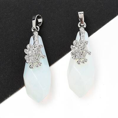 Opalite Faceted Teardrop Pendants