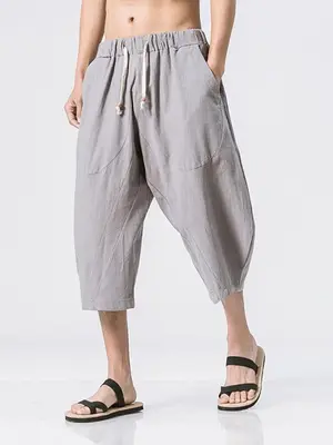 3/4 SHORTS CASUAL TROUSERS, Grey / XXL