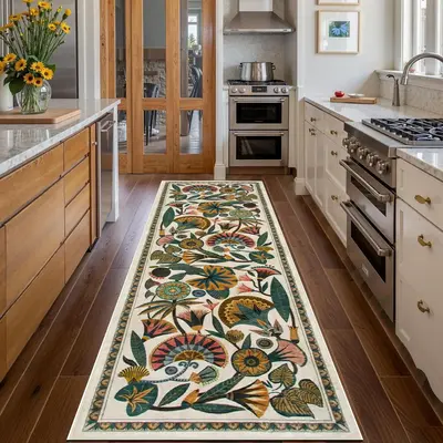 Vintage Leaf Pattern Floor Mat, 1 Count Non-slip Soft Floor Carpet, Floral Area Rug, Decorative Area Rug for Home Living Room...