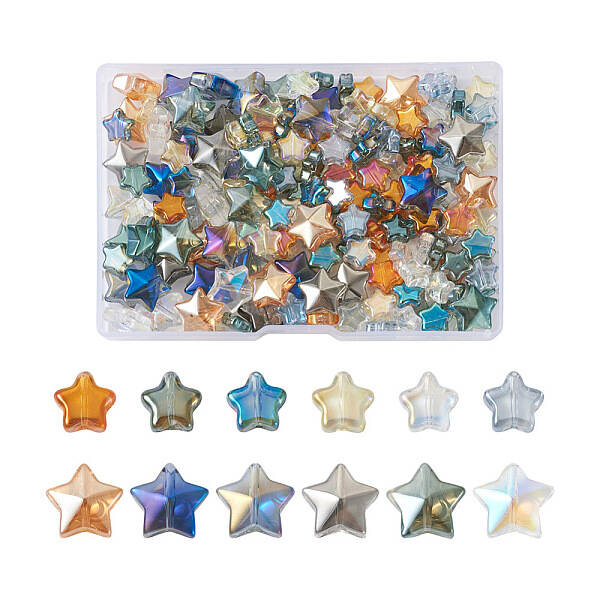 210Pcs 12 Style Electroplate Glass Beads