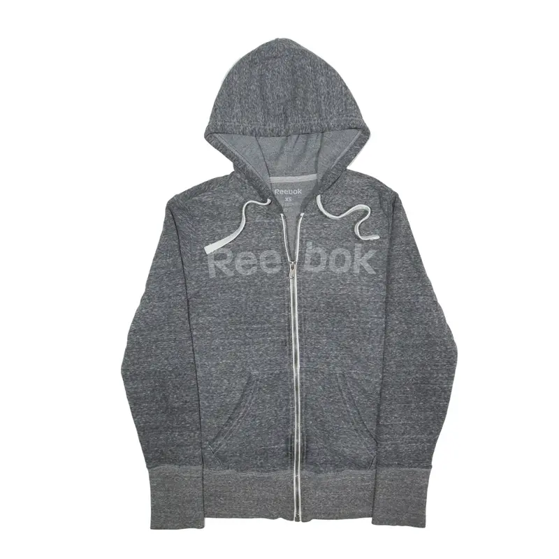 REEBOK Hoodie Grey Full Zip Mens XS