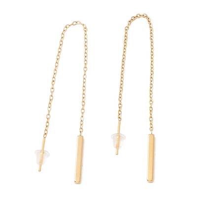 Long Chain with Rectangle Bar Dangle Stud Earrings