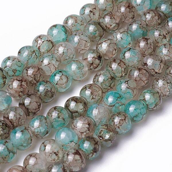 Spray Painted Glass Beads Strands