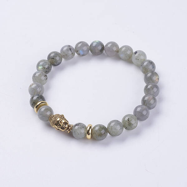 Natural Labradorite Beads Stretch Bracelets