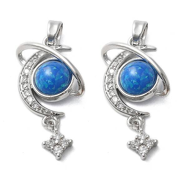 Brass Micro Pave Cubic Zirconia with Resin Pendants