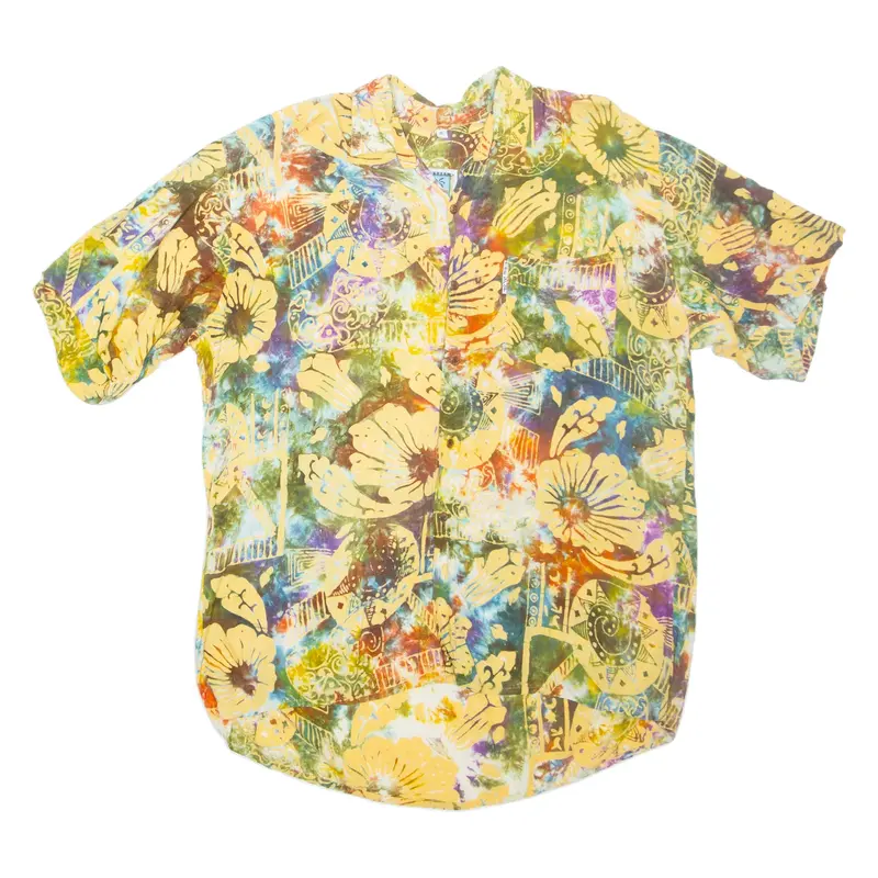 THE SPOT Tie-Dye Mens Shirt Yellow Crazy Pattern XL