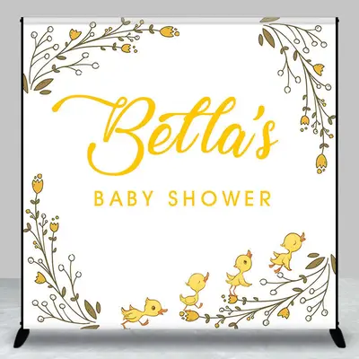 Yellow Cute Bird Plant Custom Baby Shower Backdrop - Aperturee
