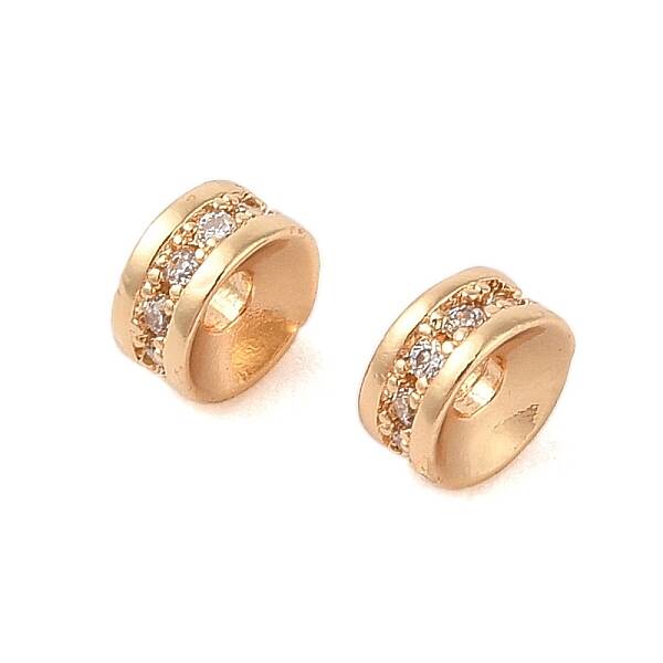 Brass Micro Pave Cubic Zirconia Beads