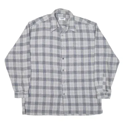 SCHILD Mens Flannel Shirt Grey Check Long Sleeve L