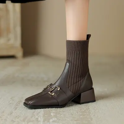 CHIKO Juniper Square Toe Block Heels Ankle Boots