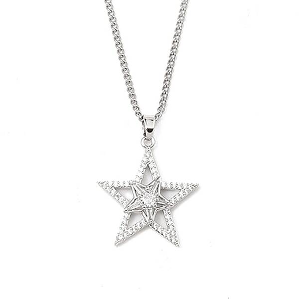 Brass Micro Pave Clear Cubic Zirconia Pendant Necklaces