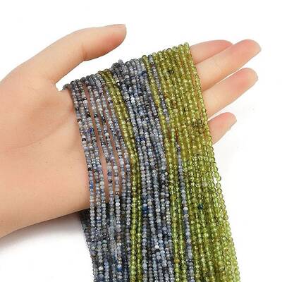 Natural Kyanite & Olive Quartz Beads Strands