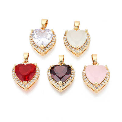 Brass Micro Pave Cubic Zirconia Pendants
