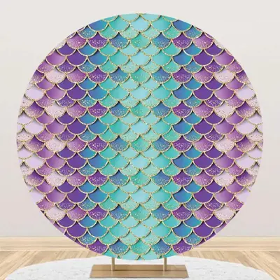 Fish Scales Gradient Mermaid Round Birthday Backdrop - Aperturee
