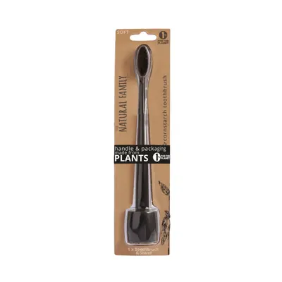 Natural family co. Toothbrush and Bio Holder, Pirate Black