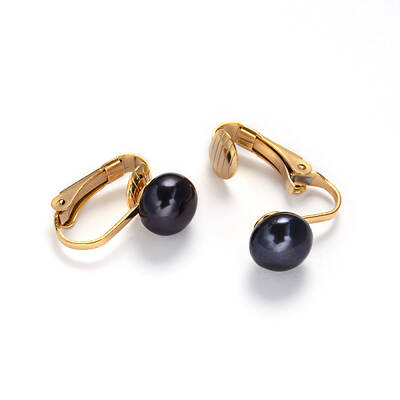 Golden Tone 304 Stainless Steel Freshwater Pearl Clip-on Earrings