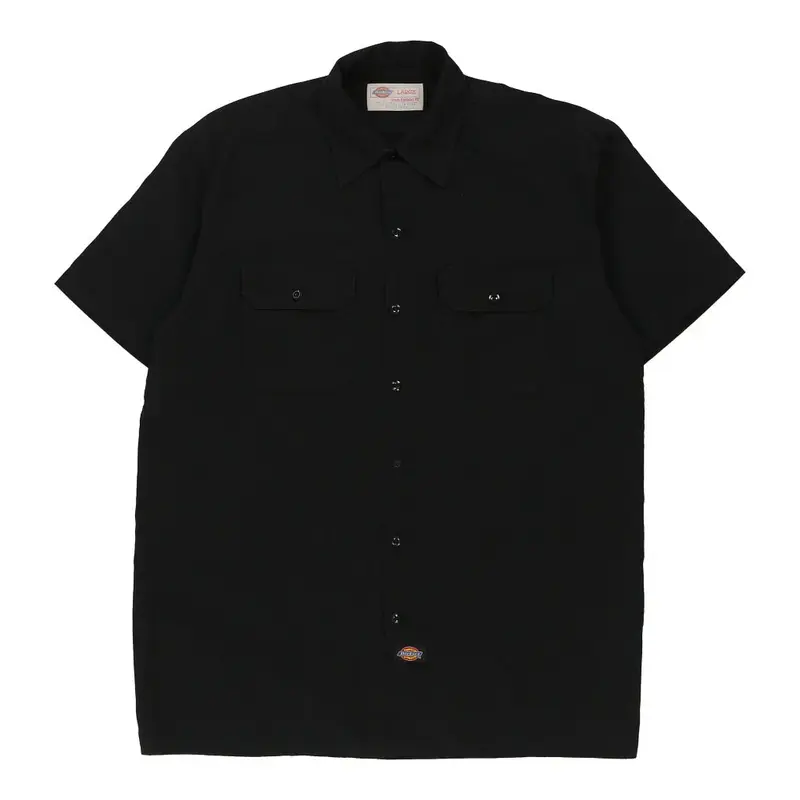 Dickies Short Sleeve Shirt - Large Black Polyester Blend