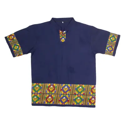 Traditional Patterned Mens T-Shirt Blue 2XL