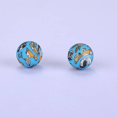 Printed Round with Animal Silicone Focal Beads