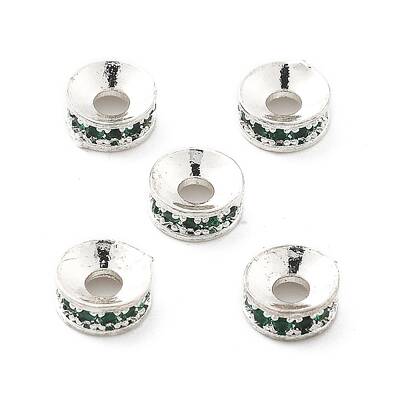 Brass Micro Pave Cubic Zirconia Spacer Beads