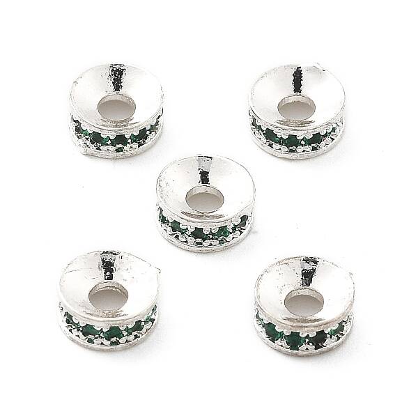 Brass Micro Pave Cubic Zirconia Spacer Beads