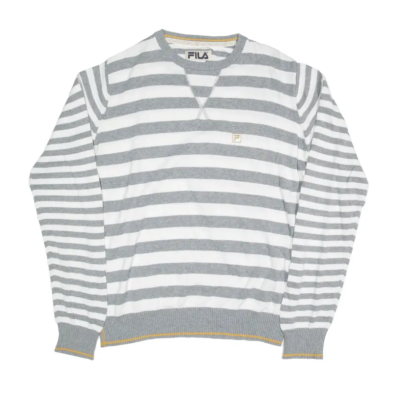 FILA Patterned Jumper Grey Striped Womens M