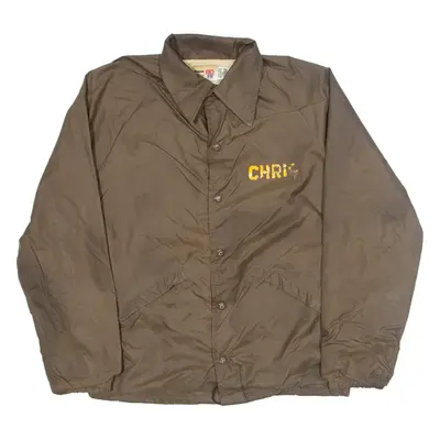 KING LOUIE Pro Fit Cibola All Stars Coach USA Jacket Brown Nylon 80s Mens S