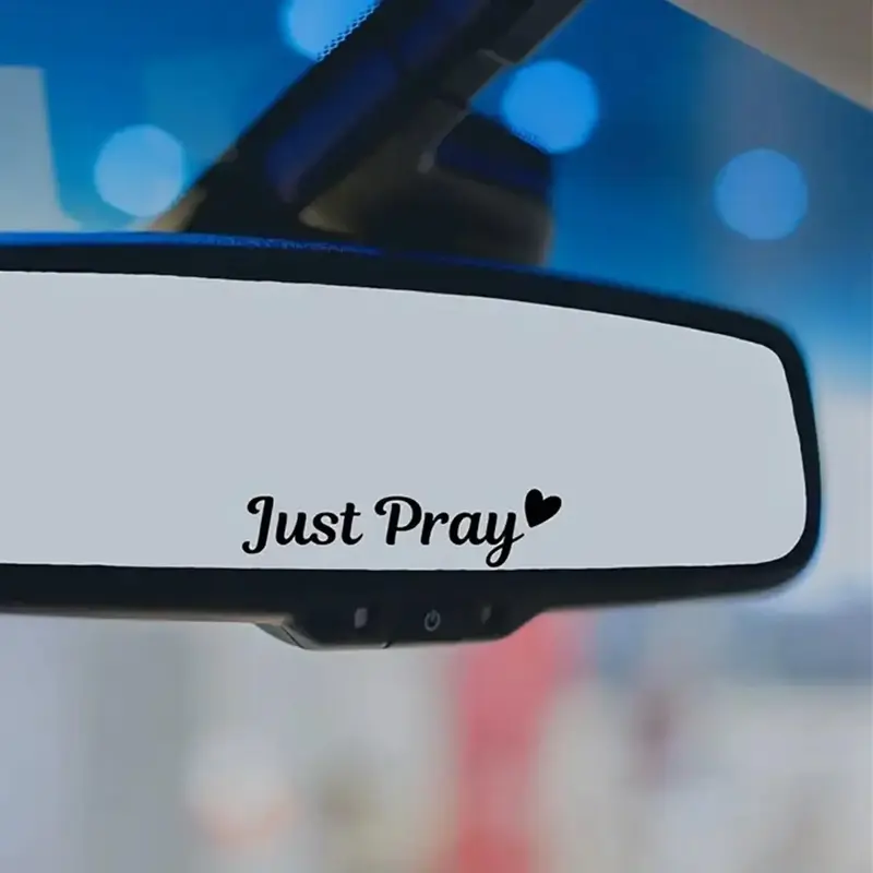 Just Pray Letter Pattern Car Rearview Mirror Sticker, 2 Counts Self-adhesive Waterproof Car Rearview Mirror Decal, Car Access...