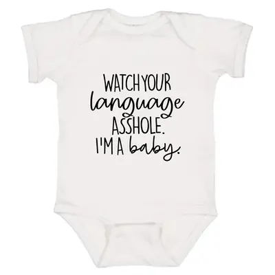 Watch Your Language Baby Onesie, Funny Newborn Cotton Baby Clothes Girl