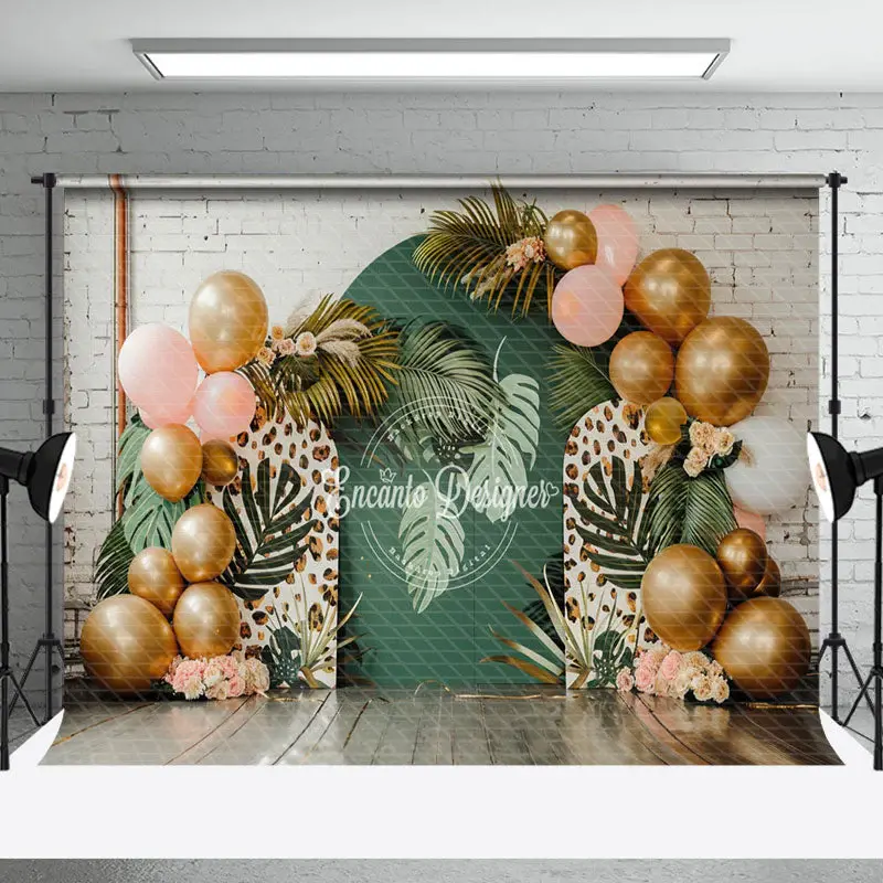 Brick Wall Tribal Plants Balloon Cake Smash Backdrop - Aperturee
