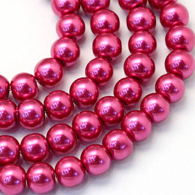 Baking Painted Pearlized Glass Pearl Round Bead Strands
