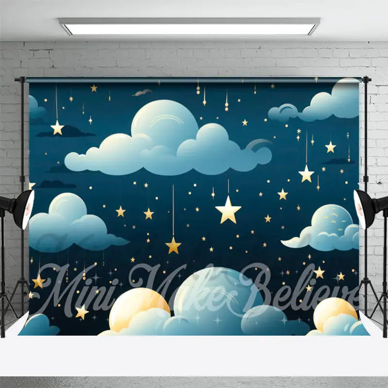 Shooting Star Cloud Night Cake Smash Photo Backdrop - Aperturee