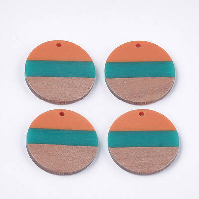 Tri-color Resin & Walnut Wood Pendants