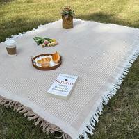 Linen Picnic Mat, Outdoor Picnic Blanket, Portable Tablecloth, Camping & Hiking Equipment for Outdoor Camping, Picnic, Beach,...