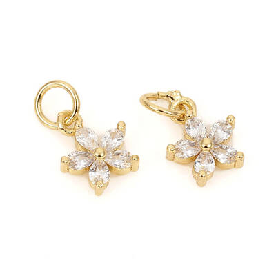 Brass Micro Pave Cubic Zirconia Charms