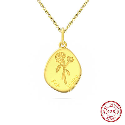 Birth Flower Style 925 Sterling Silver Pendant Necklaces