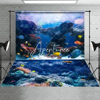 Aperturee Summer Ocean Landscape Ocean Reef Combo Set Backdrop, 7 x 5 ft / 7 x 5 ft, 97.4 USD, combo set backdrops, CYHD0W70-...