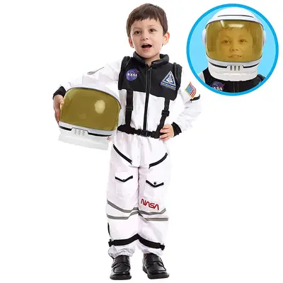 Astronaut Costume with Helmet for Kids Halloween Costumes S/M/L/XL Size