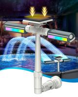 AquaJoyer Solar Pool Fountain with 8-Color 6-Mode RGBIC LED Lights, Above/Inground Solar Lights with Remote, 360°Adjustable ...