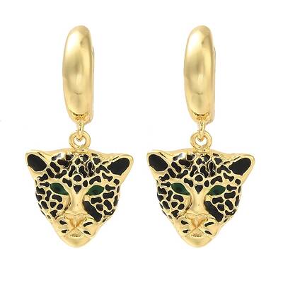 Rack Plating Leopard Brass Hoop Earrings