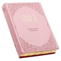 Holy Bible, Giant Print Full-size Faux Leather Red Letter Edition - Thumb Index & Ribbon Marker, King James Version, Pink - I...