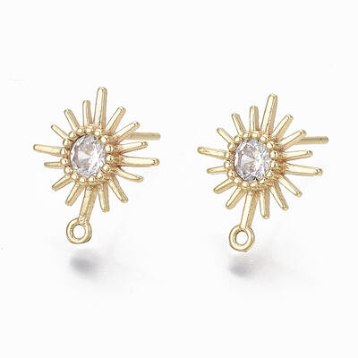 Brass Micro Clear Cubic Zirconia Stud Earring Findings