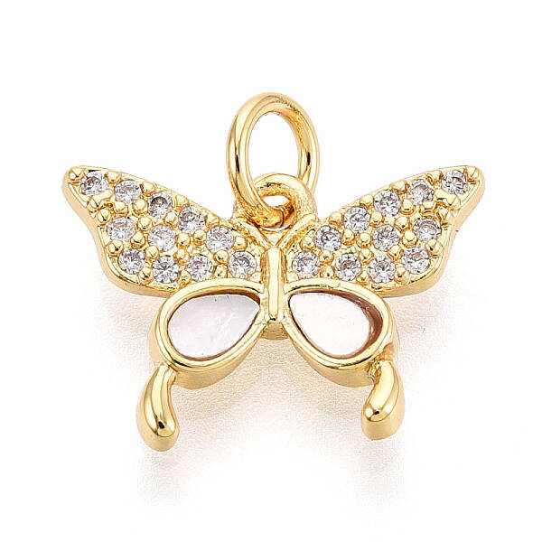 Brass Micro Pave Clear Cubic Zirconia Pendants