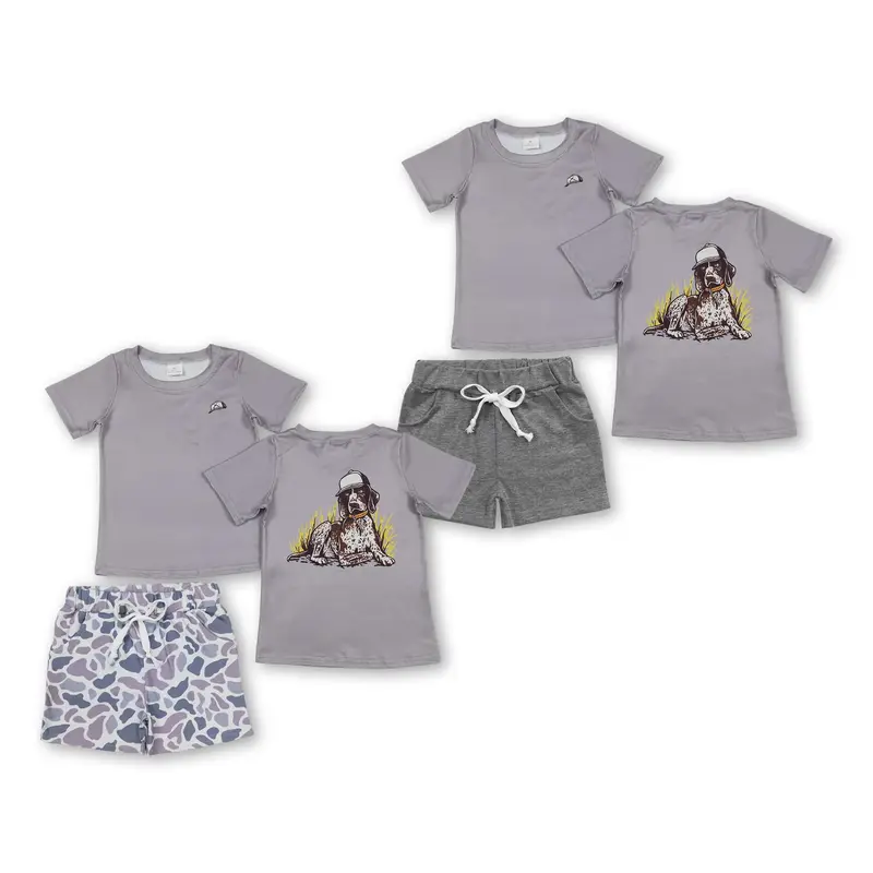 Boy Dog Shorts Set Hunting Camo Summer Outfit Boy Summer Clothing Set Boy Summer Clothes