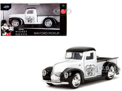 1941 Ford Pickup Truck Mickey Mouse - Steamboat Willie White and Black Hollywood Rides Series 1/32 Diecast Model Car by Jada
