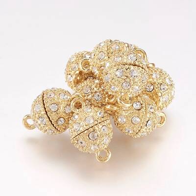 Alloy Rhinestone Magnetic Clasps with Loops