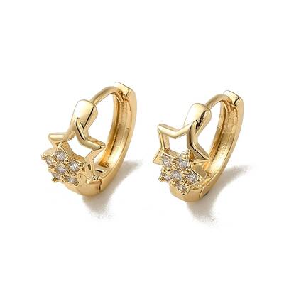 KC Gold Plated Brass Micro Pave Cubic Zirconia Hoop Earring