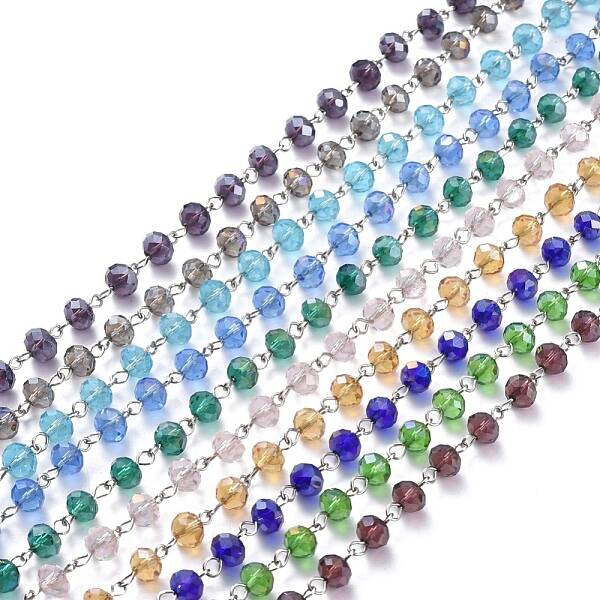 Handmade Electroplate Glass Beaded Chains